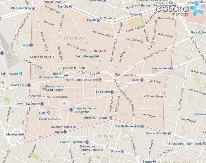 Ménage et repassage 9ème arrondissement de Paris - 75009